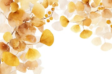 Fototapeta premium Autumn botanical background with leaves and berry branches