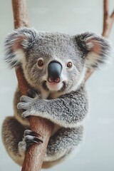 Obraz premium Koala, Animal, Forest, Nature, Floral, Art, Printable Image, with White Background, for Stickers, T-shirt Design, Hat, Mug, Flip-flop, Mousepad