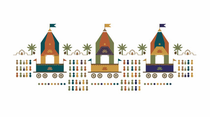 Obraz premium Jagannath Puri Rath Yatra Chariots Festival Illustration.