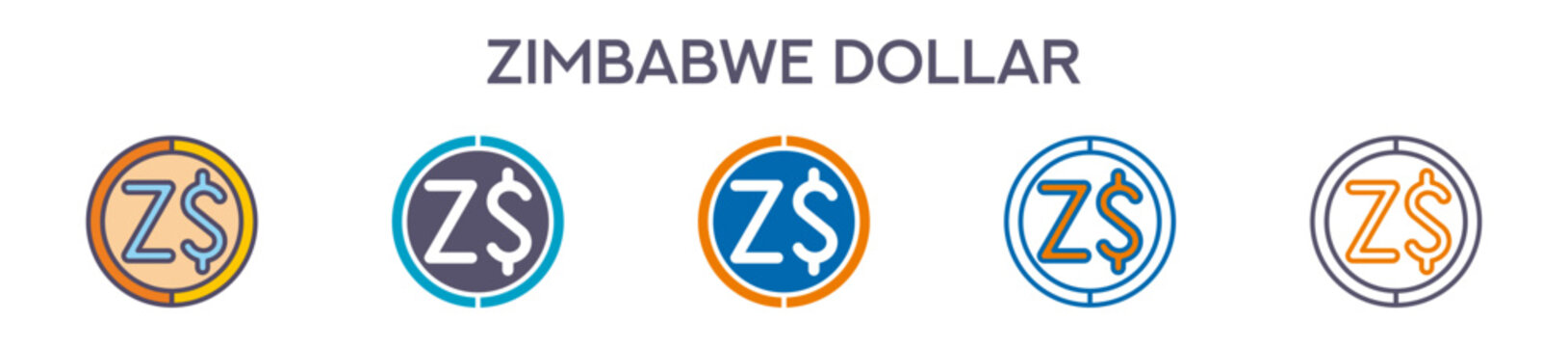 Zimbabwe Dollar Symbol Element For Design Graphic - Multi Styles