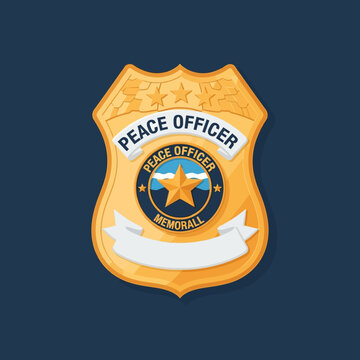 Peace Officer Memorial Badge Emblem Illustration.