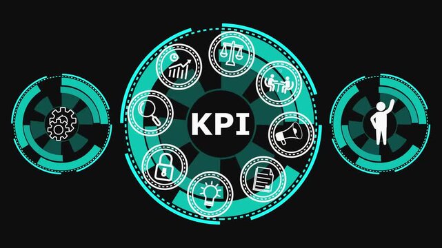 Key Performance Indicators Business Infographic Template Teal K P Dashboard with for Growth Strategy Analysis and Metrics.