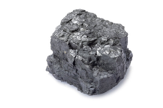A piece of black lignite on white background