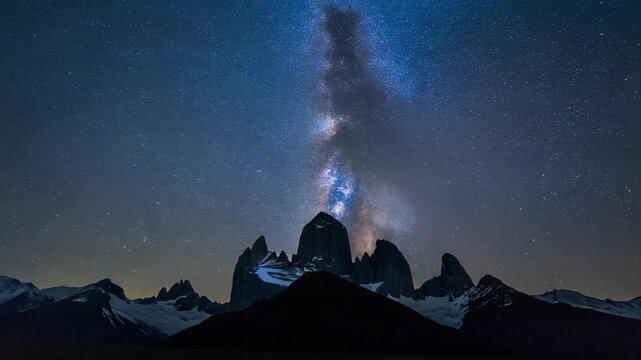 Milky Way Galaxy over Mount Fitz Roy Peaks in Patagonia at Night