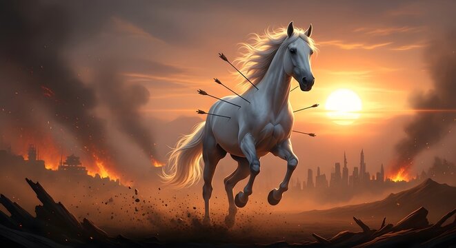 Happy ashura dramatic illustration of imam hussein's horse symbolizing courage and sacrifice
