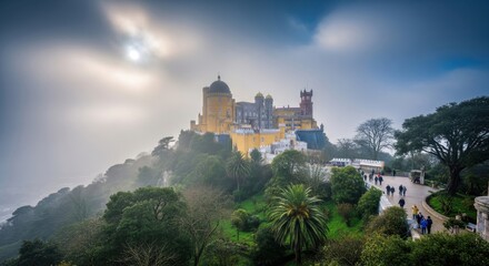 Obraz premium Majestic Pena Palace in Sintra Portugal with Cloudy Sky.