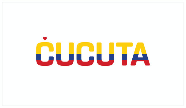 I love Cucuta, Typographic design of I love Cucuta on a white background, Flag typography of Cucuta with heart, Vector design of Cucuta City of Colombia, I love Colombia