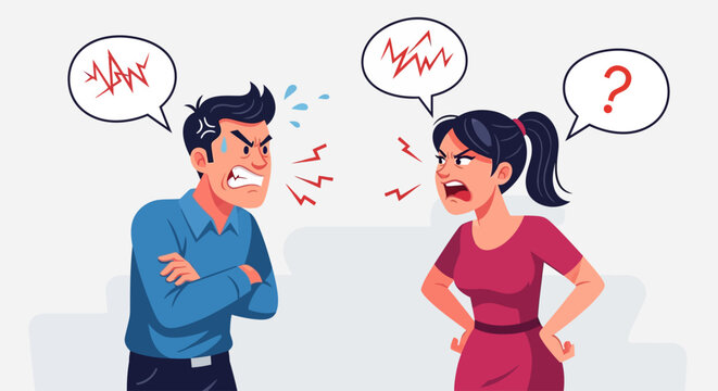 Couple in conflict at home.