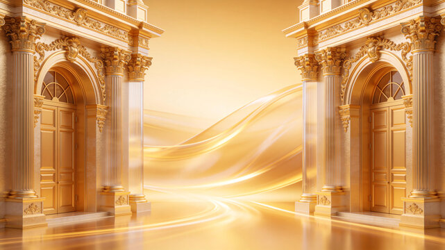 Golden arched European classical architecture