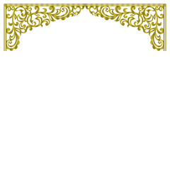 Elegant Gold Ornamental Curved Top Border Frame Isolated on White