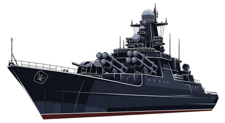 Modern Warship Illustration, Navy Destroyer, Military Vessel, Naval Power © fredi