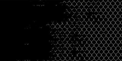 Holes in wire mesh of steel fence vector illustration. 3d realistic torn metal chains of net cage or construction barrier, broken boundary iron wires and chainlink of prison or metallic safety border. © Ubay