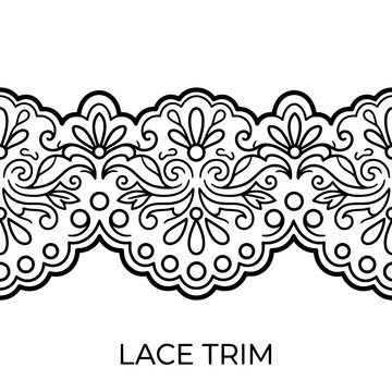 Elegant Black and White Lace Trim Border Design.