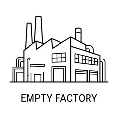 Naklejka premium Simple Line Art Illustration of an Industrial Factory Building.
