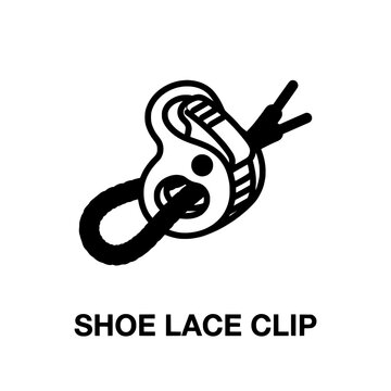 Black Shoe Lace Clip Isolated on White Background for Secure Fastening.