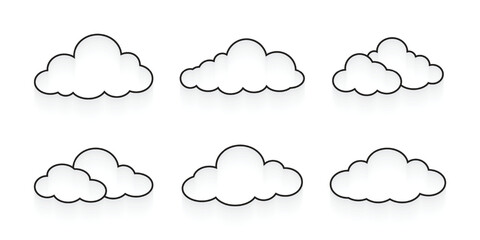 Fototapeta premium Vector Outline Cloud Icon Set