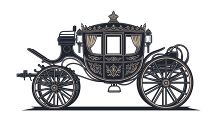 Fototapeta premium Elegant vintage horse-drawn carriage illustration