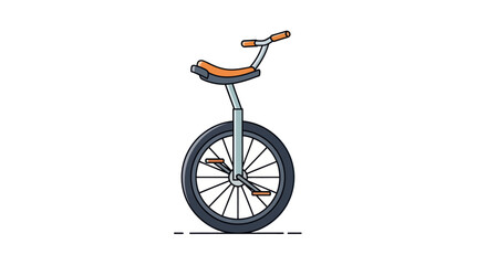 Minimalist flat vector illustration of a modern unicycle with orange seat and handlebars. © Melatunz