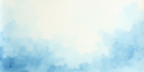 Abstract watercolor grunge background featuring a beautiful bright blue sky with fluffy white clouds and sunny summer light for a clear day atmosphere landscape © Alpha Designs