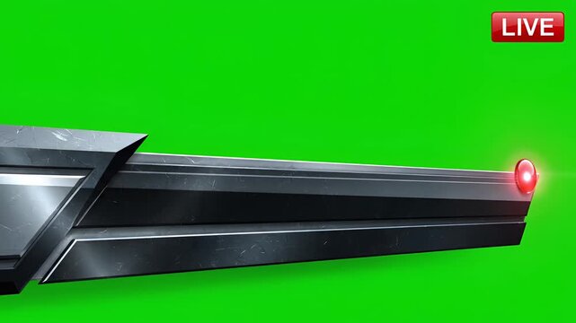 Futuristic Metallic Lower Third Graphic Element with Green Screen Background.