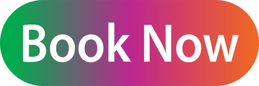 Book now call to action button with gradient design isolated on transparent background