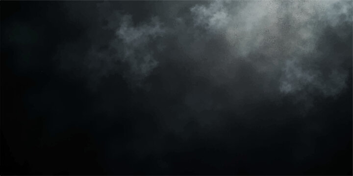 A motion of steam and smoke creates a dark fog texture against a black sky backdrop, resembling a storm cloud explosion in the night space