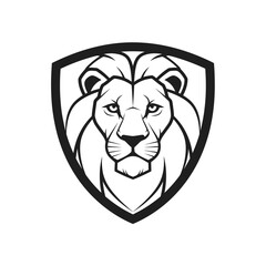 Fototapeta premium Lion Head Emblem, Majestic Animal Symbol, Powerful Crest Design