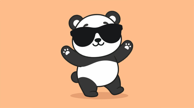 Cartoon panda bear wearing sunglasses.