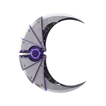 Sci-fi crescent moon weapon symbol