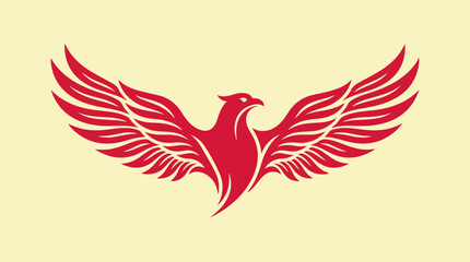 Fototapeta premium Red Phoenix Bird Icon Symbol.