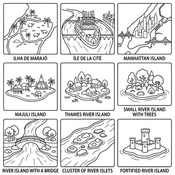 Collection of Various River Islands and City Islands.