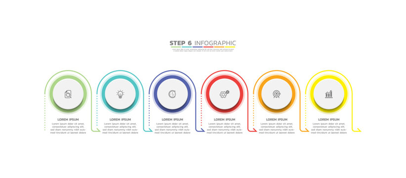 Presentation business abstract background infographic template colorful step 6
