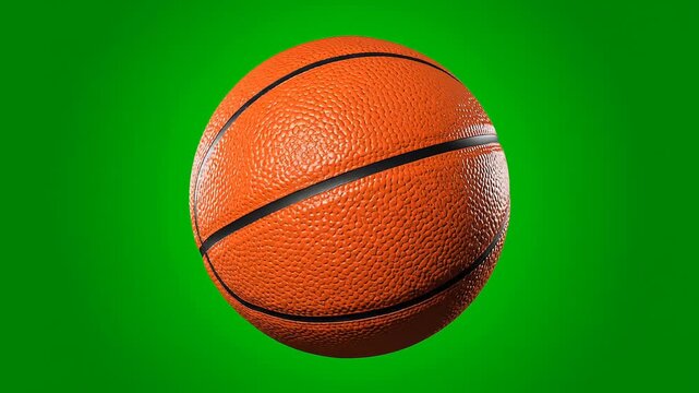 A vibrant orange basketball is centered against a bold, solid green background, creating a visually striking and energetic composition perfect for sports-themed designs