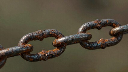 Fototapeta premium Rusty Metal Chain Links Close Up with Industrial Corrosion
