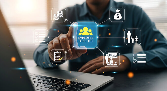 Employee Benefits Concept Digital Business Insurance Healthcare Support System