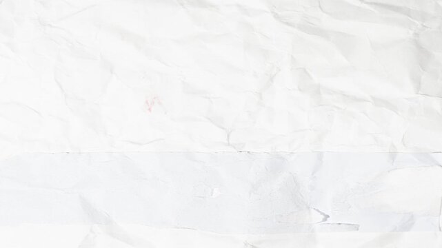 Stop-motion white crumpled paper background texture, wrinkled parchment texture overlay, crumpled paper texture for background 4k