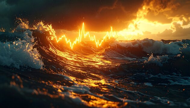株式市場のボラティリティとVIX恐怖指数のコンセプトイメージ	Stock Market Volatility and VIX Fear Index Conceptual Image [16:9]  [4K]
