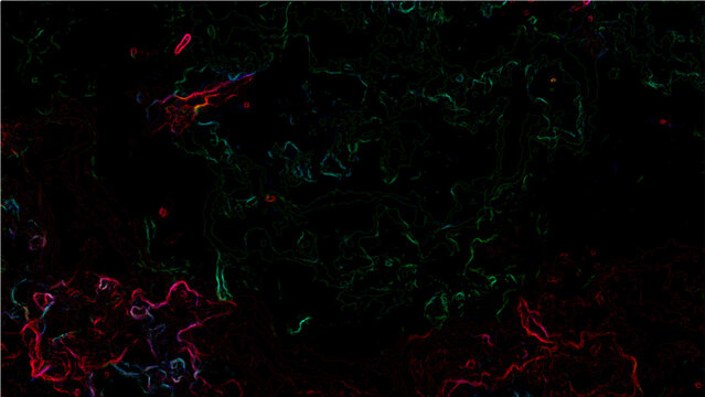 Abstract Vector neon streaks glow over dark background with dynamic patterns of light and energy that symbolize interconnectedness and futuristic concepts.