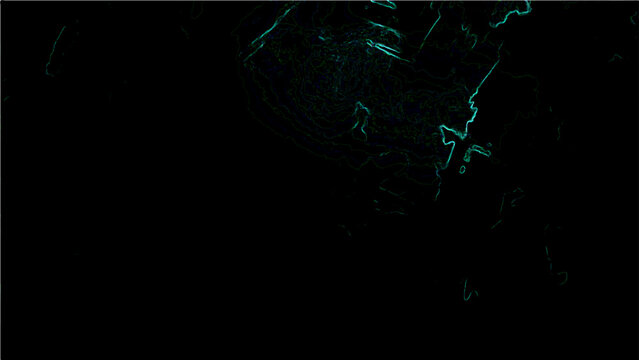 Abstract Vector cyan glowing lines on black background with ethereal energy and fluid art style, suitable for various design projects.