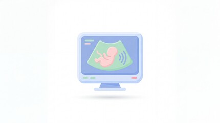 Fototapeta premium Pregnancy ultrasound icon, fetal ultrasound scan monitor medical imaging illustration isolated on white background