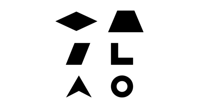Set of Basic Black Geometric Shape Silhouettes and Minimalist Design Elements