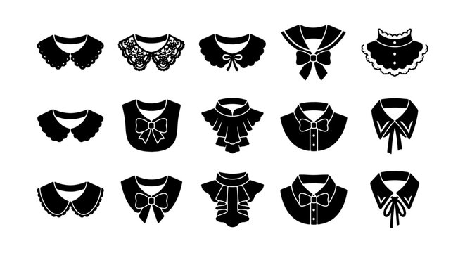 Vintage Decorative Women's Collar Silhouette Collection with Lace and Bow Accents