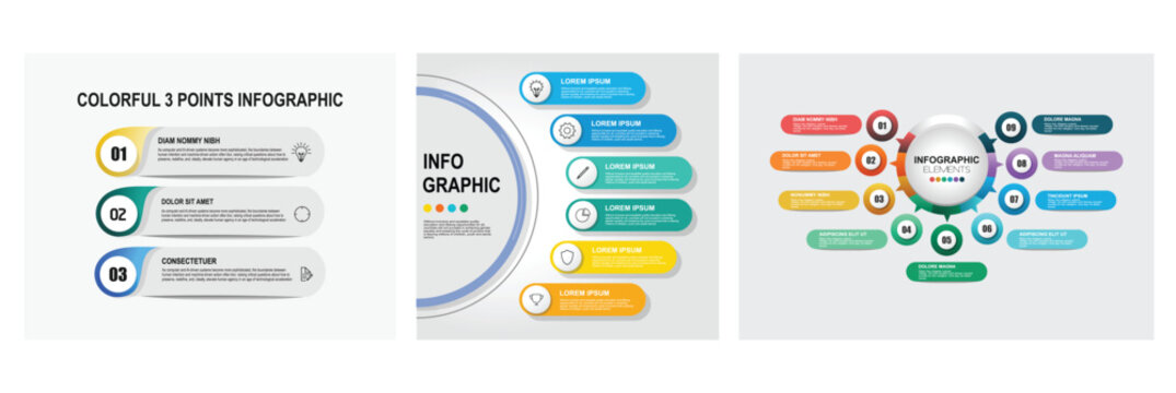 Three Point Infographic With Numbered Steps. Informative Infographic. Infographic Elements Diagram.