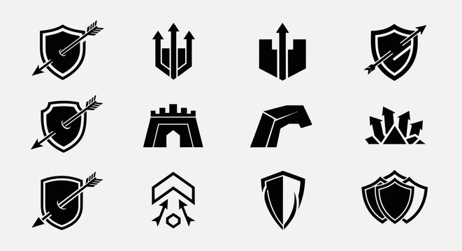 Abstract Shield Defense and Growth Logo Collection