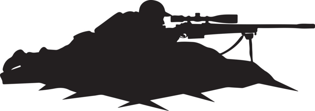 Sniper, soldier, rifle, silhouette, black, vector, military, hunting, camouflage