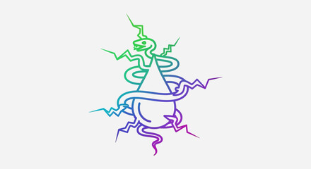 Obraz premium Abstract Serpent and Drop Symbol with Lightning and Gradient Colors