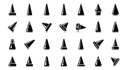 Traffic cone icons, road safety symbols, construction signs, warning markers © Steven