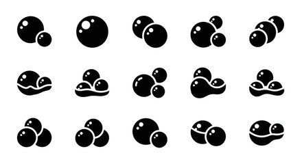 Black, vector snail icons, set of 16, isolated on white background, simple design, minimalist style © Steven
