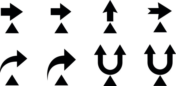directional arrows and U-turn signs flat design vector illustration