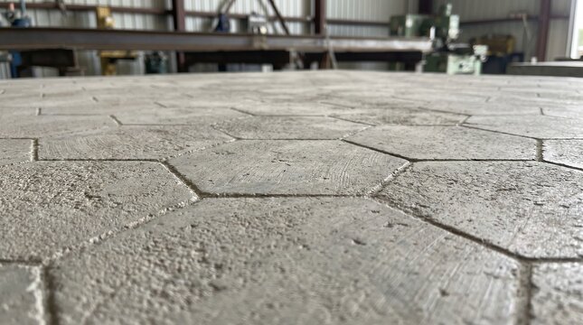 Concrete Floor Texture with Hexagonal Pattern &ndash; Industrial Surface Background for Construction and Design